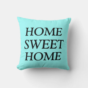 Home Sweet Home, Cotton Throw Pillow, Light blue Cushion
