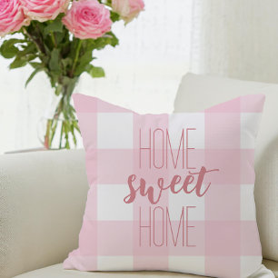 Home Sweet Home Country Pink Buffalo Check Cushion