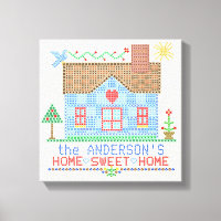 Home Sweet Home Cross Stitch House Personalised