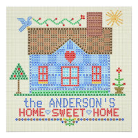 Home Sweet Home Cross Stitch House Personalised