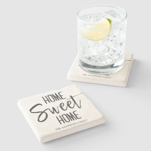 Home Sweet Home   Custom Family Name Stone Coaster