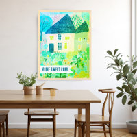 HOME SWEET HOME Custom House Garden Illustration 