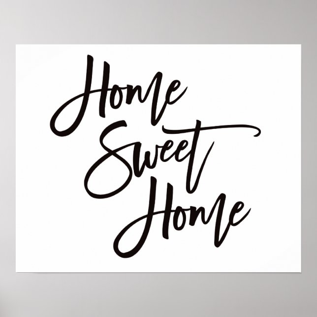 Home Sweet Home Elegant Black Script Poster (Front)