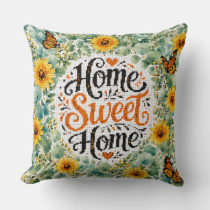 Home Sweet Home Eucalyptus With Yellow Flowers Cushion