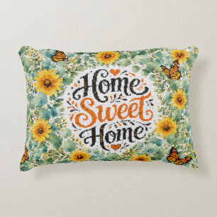 Home Sweet Home Eucalyptus With Yellow Flowers Decorative Cushion