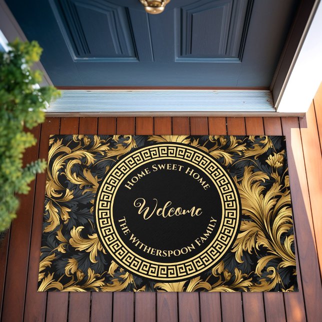 Home Sweet Home Family Name Black Gold Classy Doormat (Home Sweet Home Family Name Black Gold Classy Doormat)