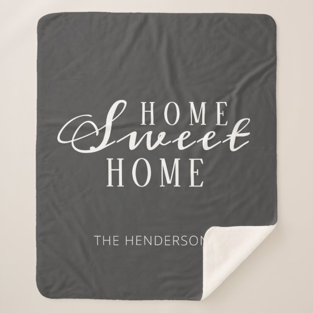 "Home Sweet Home" Family Name Customised Sherpa Blanket (Front)