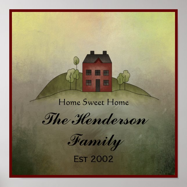 Home Sweet Home Family Name Wall Print (Front)