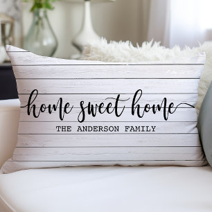Home Sweet Home Farmhouse Rustic Wood Personalised Lumbar Cushion