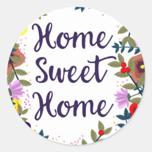 Home Sweet Home Floral Reef Classic Round Sticker