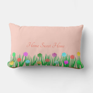 Home Sweet Home Flowers Lumbar Cushion