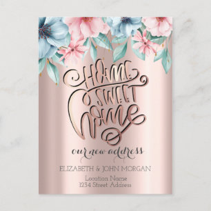 Home Sweet Home,Flowers New Address Announcement Postcard
