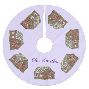 Home Sweet Home Gingerbread House Christmas Party Brushed Polyester Tree Skirt
