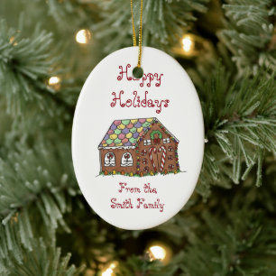 Home Sweet Home Gingerbread House Christmas Party Ceramic Tree Decoration