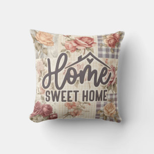 Home Sweet Home Gingham Rose Real Estate Gift Cushion