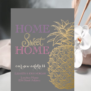 Home Sweet Home,Gold Pineapple  New Address  Announcement Postcard