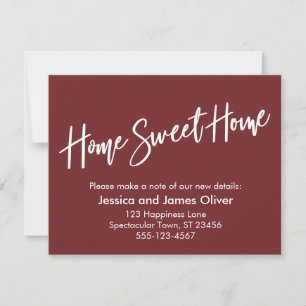 Home Sweet Home Handwriting Burgundy Announcement