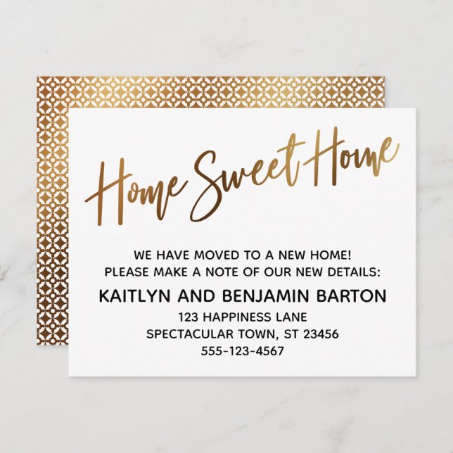 Home Sweet Home Handwriting Gold Pattern Card (Front/Back)