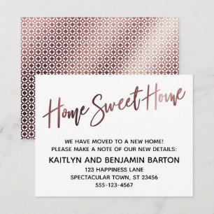 Home Sweet Home Handwriting Rose Gold Pattern Card