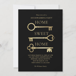 Home Sweet Home Housewarming Invitation Gold Keys