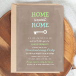 Home Sweet Home Housewarming Invite (More Colours)<br><div class="desc">Cute and rustic housewarming party invitations featuring whimsical blue and green text on a brown watercolor background.</div>