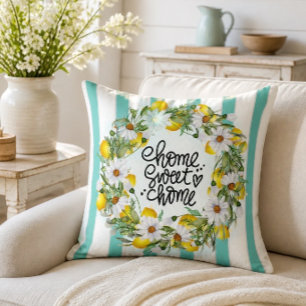 Home Sweet Home Lemon Daisy Wreath Cushion