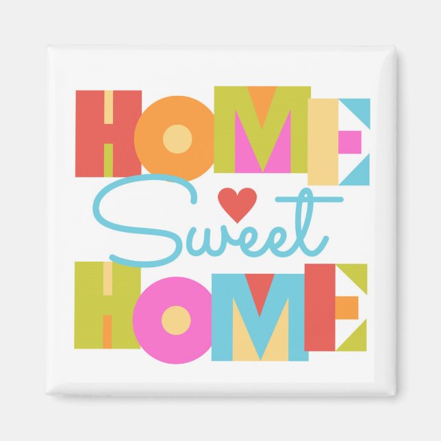 Home Sweet Home Magnet -Colour Block Letters-WHT B (Front)