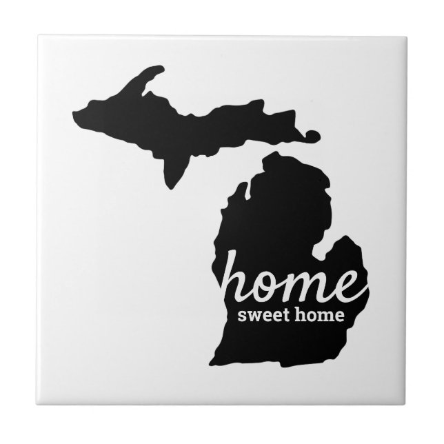 Home Sweet Home Michigan Silhouette Tile (Front)