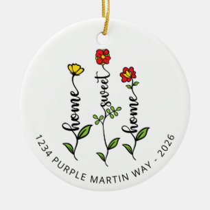 Home Sweet Home New Address Flower Ceramic Tree Decoration