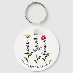 Home Sweet Home New Address Flower Key Ring