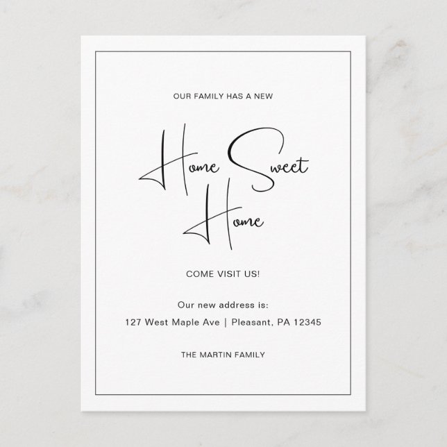 Home Sweet Home New Address Moving Announcement Postcard (Front)