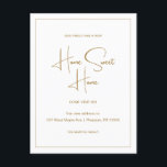 Home Sweet Home New Address Moving Announcement Postcard<br><div class="desc">This simple golden brown and white moving announcement postcard features a classic design with hand lettering script. This minimalist change of address announcement postcard features a framed border and news of your big move to a new Home Sweet Home. The back of this basic new address announcement postcard features a...</div>