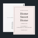 Home Sweet Home New Address Moving Announcement Postcard<br><div class="desc">This simple blush pink moving announcement postcard features a classic design with bold type. This minimalist pastel pink change of address announcement postcard features a framed border and news of your big move to a new Home Sweet Home. The back of this basic new address new state announcement postcard features...</div>