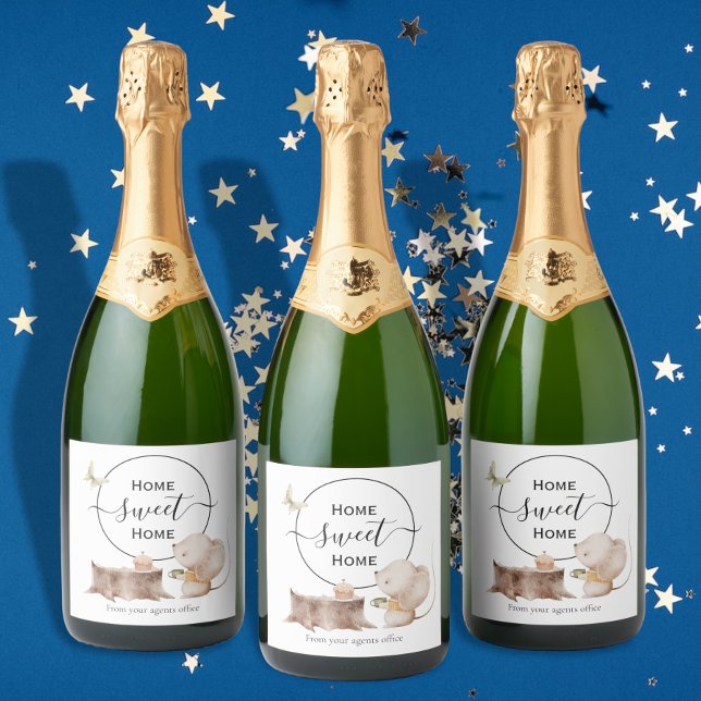 Home sweet home new home gift from agent sparkling wine label (Creator Uploaded)