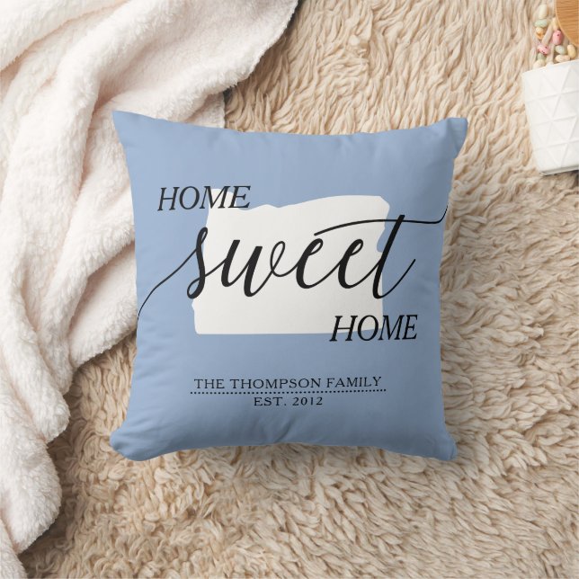 Home Sweet Home OR State Family Name Throw Pillow (Blanket)