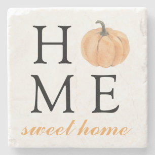 Home Sweet Home   Orange Pumpkin   Fall Season Stone Coaster