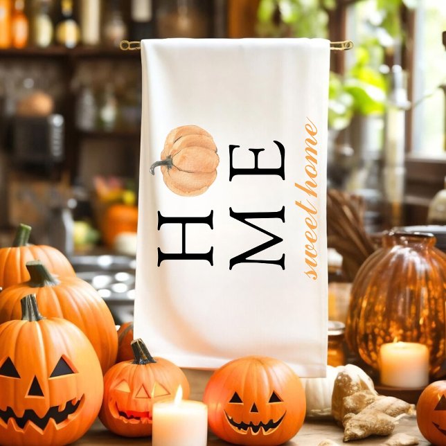Home Sweet Home | Orange Pumpkin | Fall Season Tea Towel (Creator Uploaded)