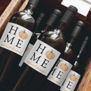 Home Sweet Home   Orange Pumpkin   Fall Season Wine Label