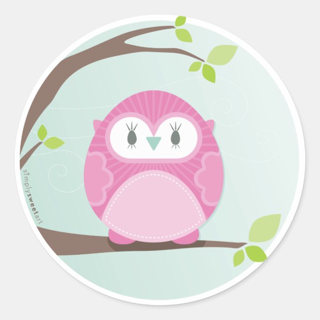 HOME SWEET HOME :: Owl in a tree 3 Classic Round Sticker (Front)