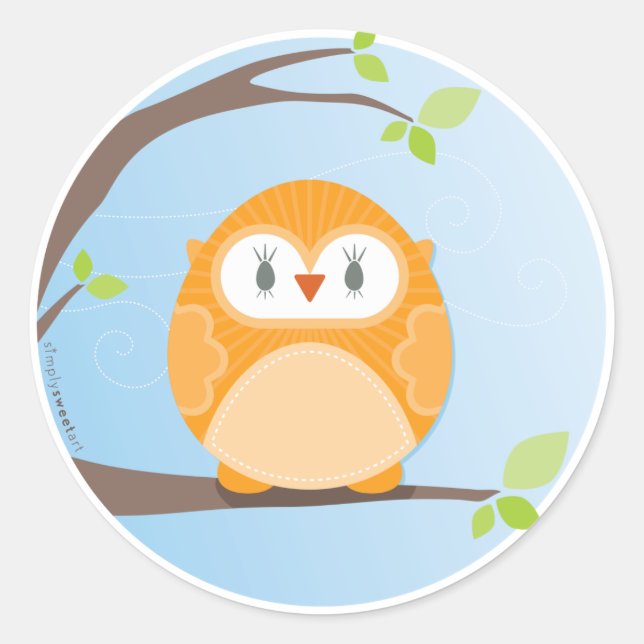 HOME SWEET HOME :: Owl in a tree 4 Classic Round Sticker (Front)