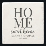 Home Sweet Home Personalised Family Stone Coaster<br><div class="desc">Home Sweet Home Custom Name Family New Home Coaster</div>