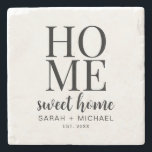 Home Sweet Home Personalised Family Stone Coaster<br><div class="desc">Home Sweet Home Custom Name Family New Home Coaster</div>