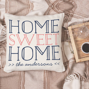 Home Sweet Home Personalised Modern Typography Cushion