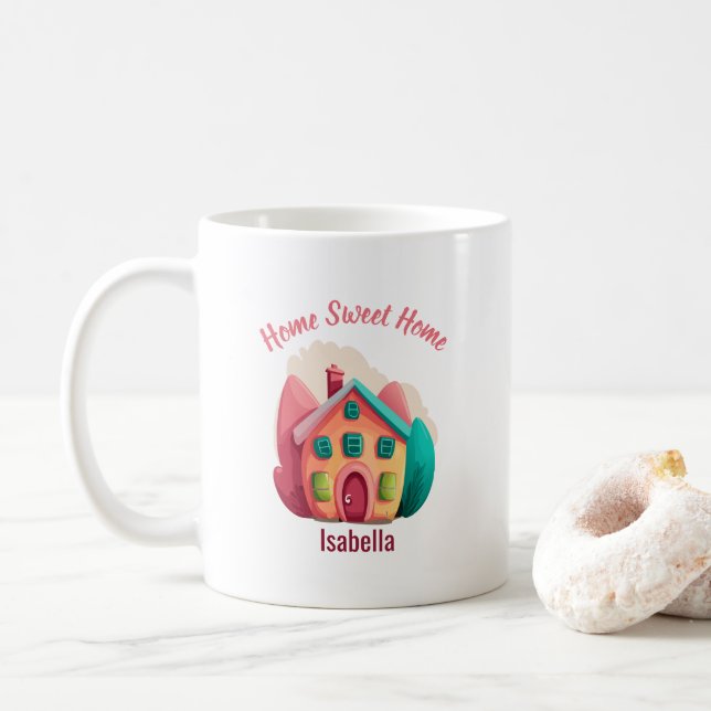 "Home Sweet Home" Personalised New Home Owners Coffee Mug (With Donut)