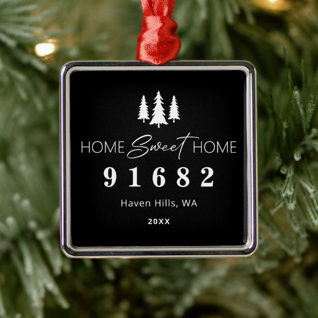 Home Sweet Home Photo Zip Code Metal Tree Decoration (Tree)