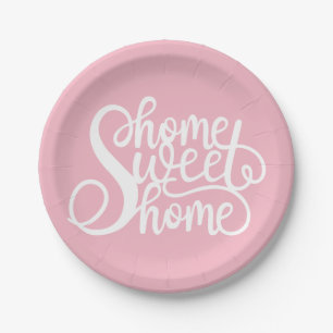 Home sweet home pink paper plate