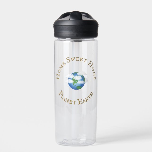 "Home Sweet Home Planet Earth" Sparkling Stars Water Bottle (Front)