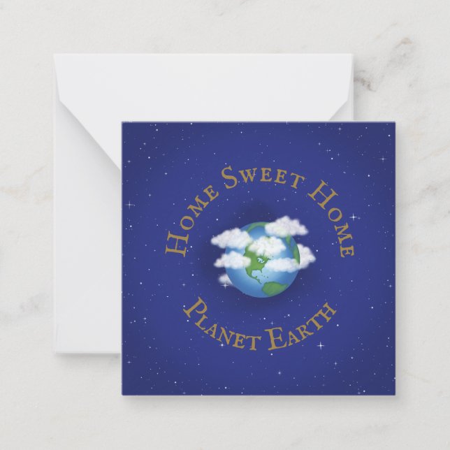 "Home Sweet Home Planet Earth" Whimsical Astronomy Card (Front)