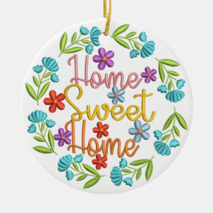 Home Sweet Home Quote Beautiful Colour Flowers Ceramic Tree Decoration