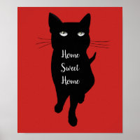 Home Sweet Home quote Black cat feline kitty